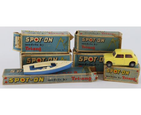 Spot On. Six boxed Spot On models, comprising L.W.B. Landrover (no. 161); Jensen 541 (no. 112); Vauxhall Cresta (no. 165); Su