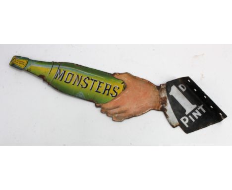 Enamel Sign. An early enamel sign for 'Monsters Lemon Squash 1d Pint', made by Trenner, London, W.C., circa early 20th Centur