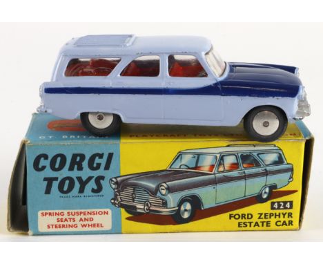 Corgi Toys, no. 424 'Ford Zephyr Estate Car' (two tone blue), contained in original box