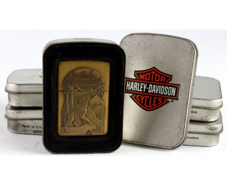 Zippo. Five cased Zippo Harley Davidson Motor Cycles lighters