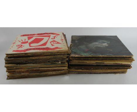 Records. A collection of approximately seventy 33rpm albums, artists include Led Zeppelin, Rolling Stones, Fleetwood Mac, Bob