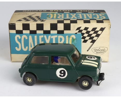 Scalextric slot car model 'Mini Cooper' (C76, green), with card insert &amp; instructions, contained in original box