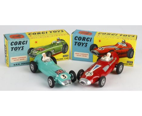Corgi Toys. Two boxed Corgi model racing cars, comprising 'Vanwall, Formula I Grand Prix' (150S, red) &amp; 'B.R.M., Formula 