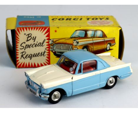 Corgi Toys, no. 231 'Triumph Herald Coupe' (blue &amp; white), with model club slip, contained in original box (small piece o