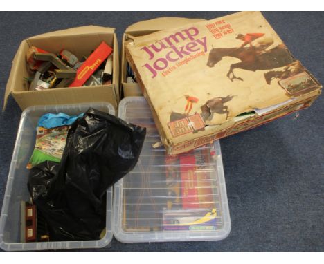 Toys. A collection of various toys, including OO gauge model railway (incl. locomotives, rolling stock, accesories, Scalextri