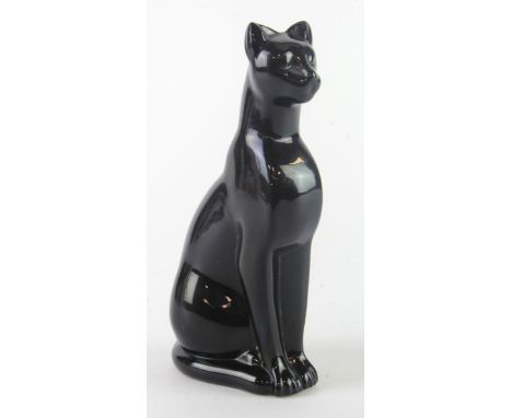 Baccarat black crystal Egyptian cat, makers mark to base, height 15.5cm approx.