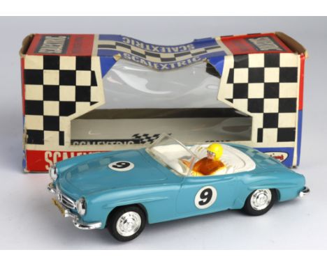 Scalextric slot car model 'Mercedes 190SL' (C75, blue), with card insert, contained in original box