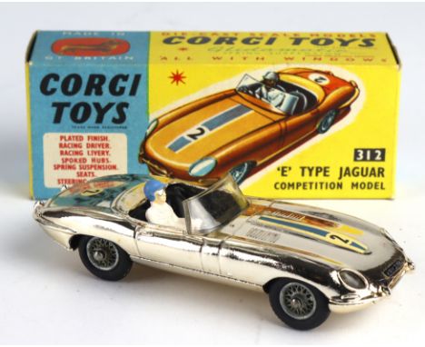 Corgi Toys, no. 312 'E Type Jaguar Competition Model' (chrome), with model club slip, contained in original box