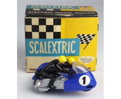 Scalextric slot motorcycle &amp; sidecar model 'Typhoon' (B1, blue), with card insert, contained in original box
