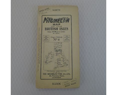 Michelin Map of the British Isles printed on cloth at 3.15 miles to the inch, Glasgow - Edinburgh No. 6, undated, circa 1920s