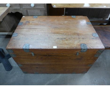 A Victorian pine travel trunk