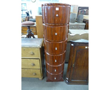 An Art Deco style rosewood effect tall six drawer chest