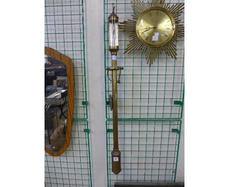 A ship's brass stick barometer by R N Desterro of Lisbon