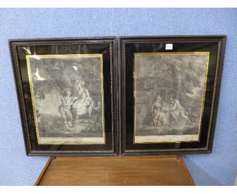 A pair of 18th Century prints, Courtship and Matrimony, framed