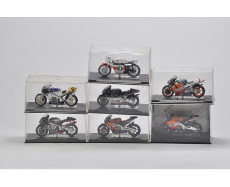 Various IXO 1/24 scale Super Bike Models. Including Rossi, Capirossi  etc. A in Display Boxes. (7)