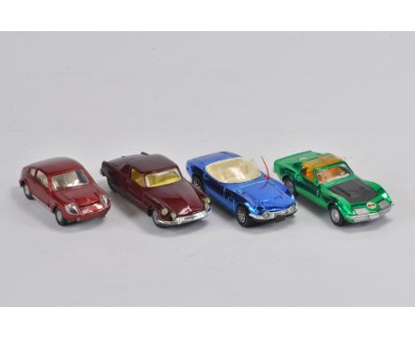 A group of unboxed diecast to include Corgi No.341 Mini Marcos GT 850 - metallic red, off white interior, No. 375 Toyota 2000