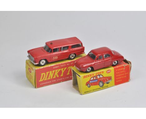 Dinky No. 257 Nash Rambler Canadian Fire Chief Car - red body and roof light. (A in B Box) plus Dinky No. 268 Renault Dauphin