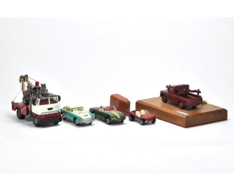 Mixed diecast from mainly corgi including very unusual Corgi Land Rover in Maroon / Deep Purple with Red Spot Wheels, mounted