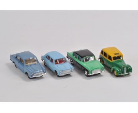 A group of unboxed diecast to include Dinky No. 165 Humber Hawk - green, black roof, lower panels, Dinky No. 139 Ford Consul 