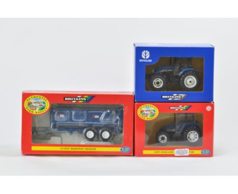 Britains Farm Tractor Selection including New Holland TS135A, Code 3 New Holland TL100 and Marston Trailer. (Conditions are A