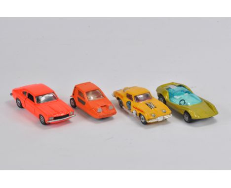 A group of unboxed diecast to include Corgi No. 311 3 ltr Ford Capri GT - fluorescent orange, black interior, Whizzwheels, No