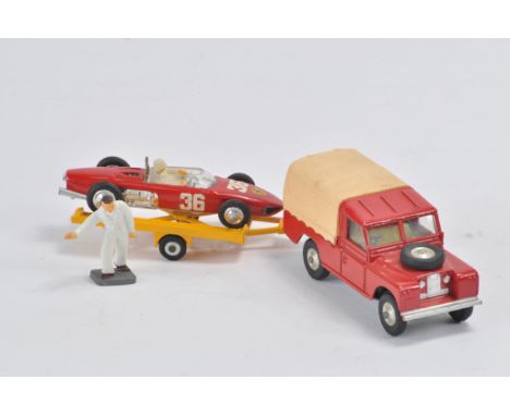 Corgi No. GS17 Gift Set comprising of Land Rover red, cream plastic canopy, lemon interior, spun hubs and Ferrari Racing Car 