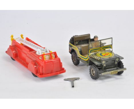 Arnold of West Germany - No.2600 US Army Jeep. Tin Plate with Clockwork Motor. Working. Displays well hence B / A. Plus NOSCO