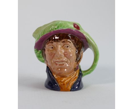 Royal Doulton small character jug pearly girl: rare colourway with light green feather hat. (Small chip to rim)