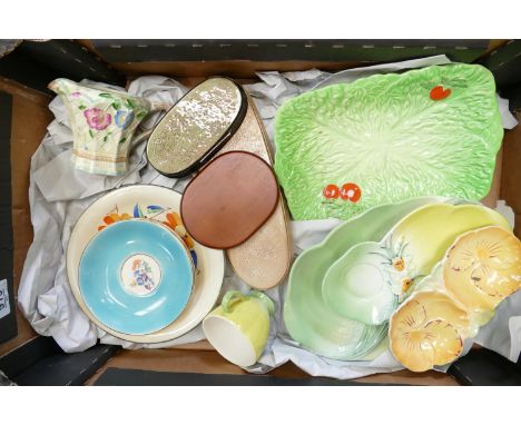 A collection of Beswick Ware items: including embossed floral dishes, ceramic bases, vases etc (10) 
