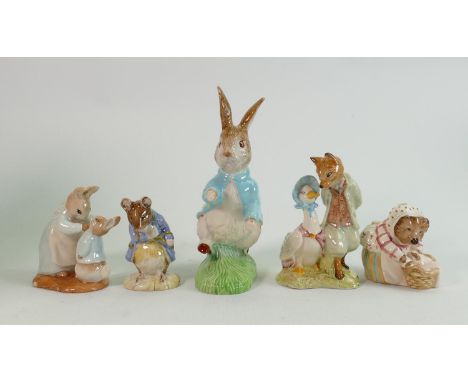 ROYAL Albert &amp; Beswick Beatrix Potter figures:comprising Gentleman Mouse made a bow and Mrs Rabbit &amp; Peter, both BP6A