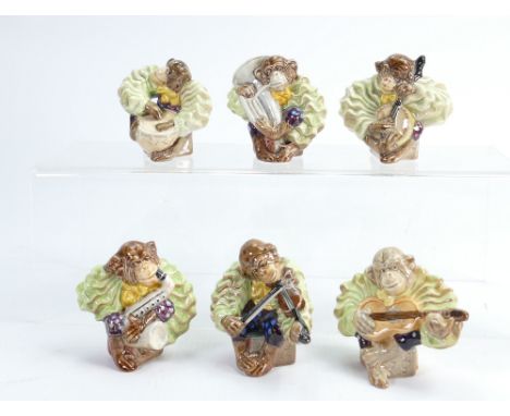 Beswick Comical Monkey Band :comprising Guitar 1259, Banjo 1260, Tuba 1256, Fiddle 1257, Drums 1255 and Saxophone 1258 (6) 