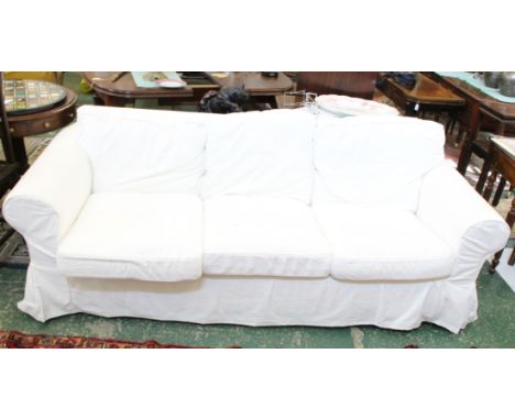 Ikea Ektorp three seater sofa in Stenasa White, removable covers and cushions, 218 x 88 x 88cm