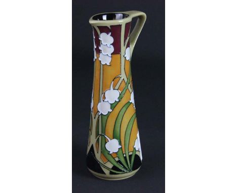 Kerry Goodwin for Moorcroft Pottery 'A token of love' pattern, small jug, tapered cylindrical form with angular handle, dated