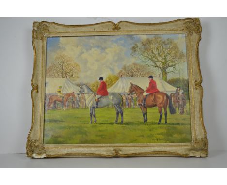 Reginald L (Llewellyn?) Harvey (1888-1973) The Point-to-Point Meeting, oil on canvas, signed R L Harvey, 48 x 35.5cm