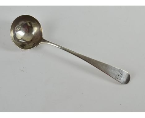 An 18thC Scottish provincial silver sauce ladle, c1790, mark for Inverness and makers mark for Charles Jamieson, 33grs approx