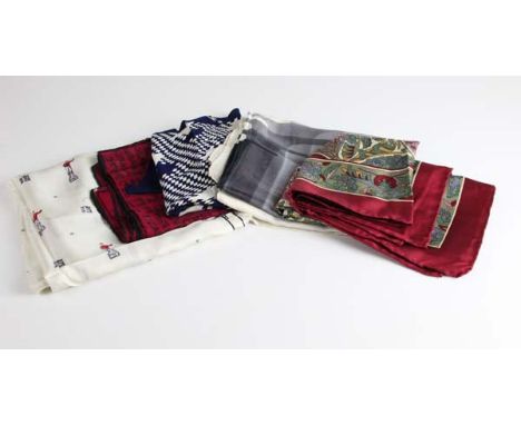Vintage Silk Scarves - Christian Dior, printed in black and greys with 'D'; a Ray Strauss for Kimball scarf printed with jock