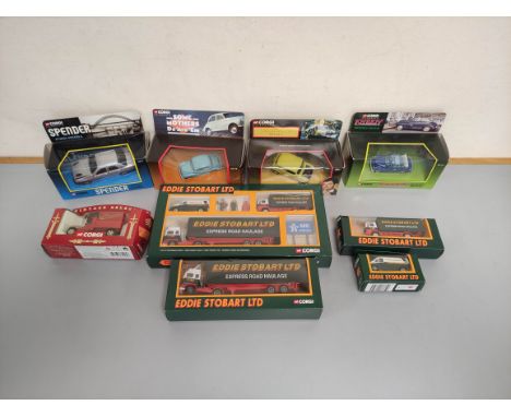 Corgi Toys. Nine boxed 1:50 scale diecast model vehicles. To include Corgi Classics Mr Bean's Mini 96011, Spender Ford Sierra