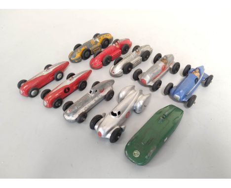 Dinky Toys. Collection of 1930s/50s diecast racing cars comprising of three Speed of the Wind no 23e, two Mercedes Benz racec