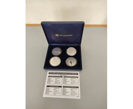 2005 World four fine silver 1oz coins to include Canadian Maple Leaf, American Eagle, Chinese Panda and Australian Kangaroo. 