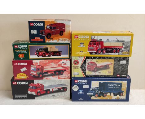 Corgi. Seven boxed 1:50 scale diecast model good's vehicles. To include Leyland 8 Wheel Platform Lorry London Brick Co 24502,