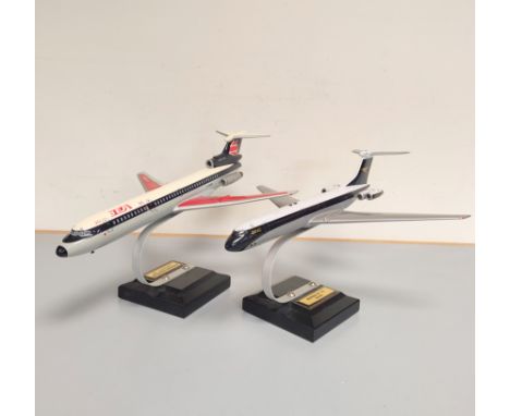 Two aviation fibre-glass models on stands to include Hawker Siddeley Trident 3B and Super VC 10 BOAC. (2) 