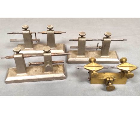 Watchmakers Tools. Three desktop truing calipers and a brass depthing tool. (4)
