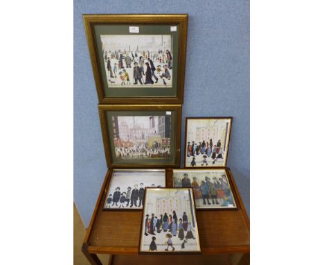Six L.S. Lowry prints, framed