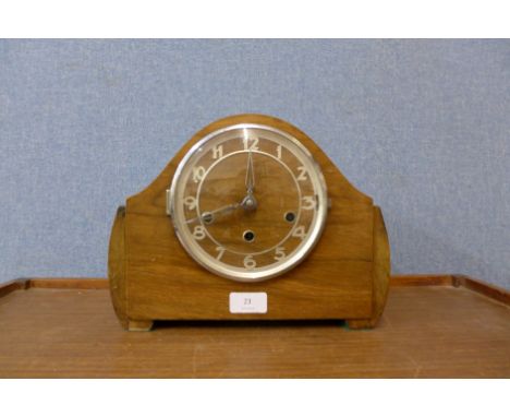 A walnut Westminster chime mantel clock