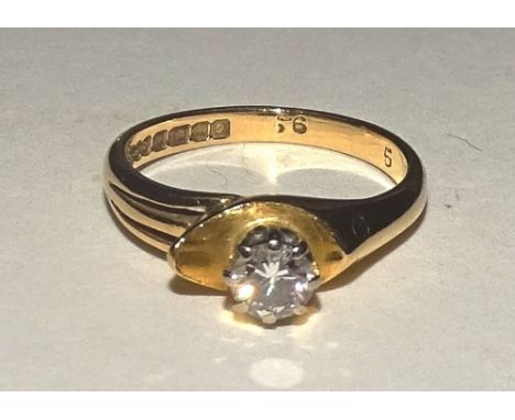 An 18ct gold solitaire diamond ring, set with brilliant cut diamond measuring approx. 0.30ct, 18 stamped to underside, ring s