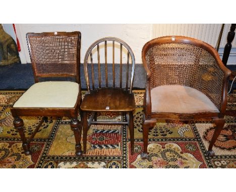 Ten assorted chairs, to include four Windsor style Ercol chairs, bergere chairs etc (10)