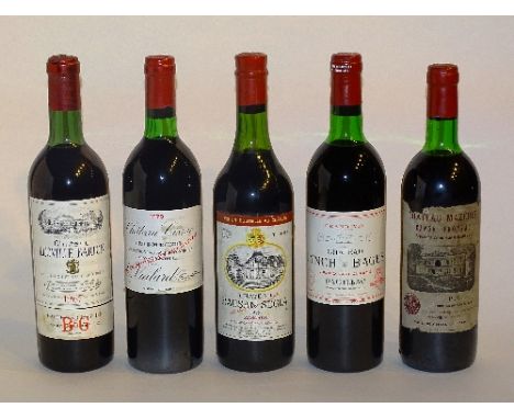 Eleven bottles of mixed French Bordeau & Italian wine circa 1960's, comprising of Chateau Leoville Barton 1967 Bordeau, Chate