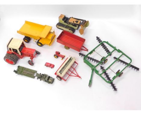 An Ertl International Harvester Payhauler., Ertl International Tractor., Dinky Supertoys Mighty Antar Thorneycroft Tank Trans