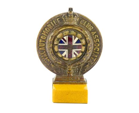 A Royal Automobile Club Association badge, no N73641, with enamel Union Jack flag and verso 1930 insert, by D.G Collins Ltd, 