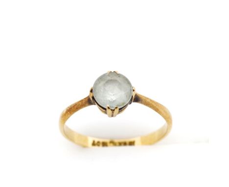 18ct yellow gold and gemstone ring marked 18ct. Approx weight 1.9 grams, ring size O